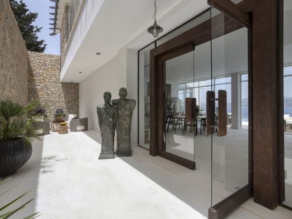 The secluded terrace outside the main entrance to Michaela.